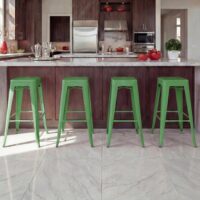 4er-Set Barhocker Metall Industriedesign stapelbar grün