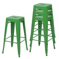 4er-Set Barhocker Metall Industriedesign stapelbar grün
