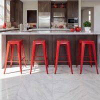 4er-Set Barhocker Metall Industriedesign stapelbar rot