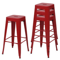 4er-Set Barhocker Metall Industriedesign stapelbar rot