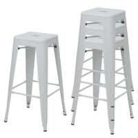 4er-Set Barhocker Metall Industriedesign stapelbar weiss