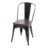 4er-Set Esszimmerstühle Chesterfield Kunstleder Industrial schwarz-braun