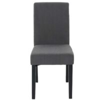 4er-Set Esszimmerstühle Cord Stoff Hochlehner Holzbeine dunkelgrau