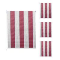 4er-Set Fensterrollos blickdicht Sonnenschutz 120x230cm rot/weiss/beige