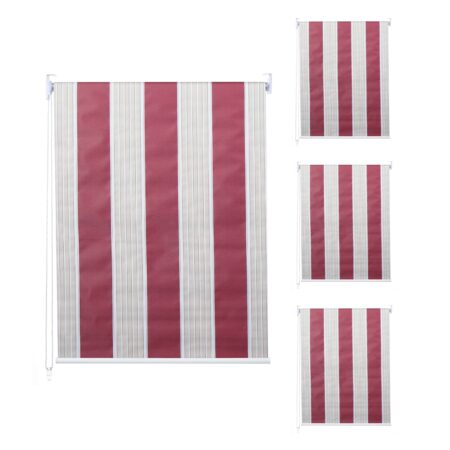 4er-Set Fensterrollos blickdicht Sonnenschutz 120x230cm rot/weiss/beige