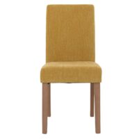 4er-Set Esszimmerstühle Hochlehner Chenille Holz natur gelb
