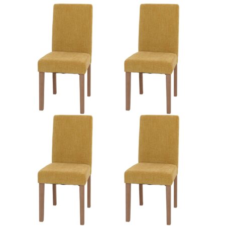 4er-Set Esszimmerstühle Hochlehner Chenille Holz natur gelb
