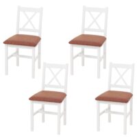 4er-Set Esszimmerstühle Massivholz Landhaus Polster weiss terrakotta