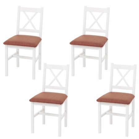4er-Set Esszimmerstühle Massivholz Landhaus Polster weiss terrakotta