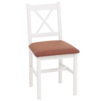 4er-Set Esszimmerstühle Massivholz Landhaus Polster weiss terrakotta