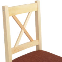 4er-Set Esszimmerstühle Massivholz Landhaus Stoff natur terrakotta