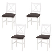 4er-Set Esszimmerstühle Massivholz Landhaus weiss/schwarz