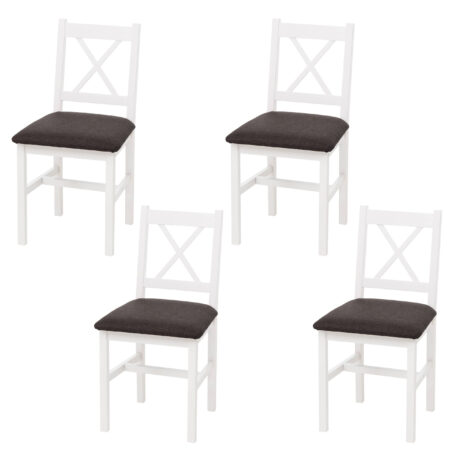 4er-Set Esszimmerstühle Massivholz Landhaus weiss/schwarz