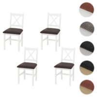 4er-Set Esszimmerstühle Massivholz Landhaus weiss/schwarz