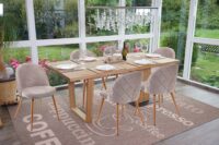 4er-Set Esszimmerstühle Retro 50er Jahre Samt grau-braun