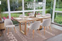 4er-Set Esszimmerstühle Retro 50er Jahre Stoff hellgrau