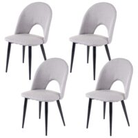 4er-Set Esszimmerstühle aus Stoff für Küche und Esszimmer grau