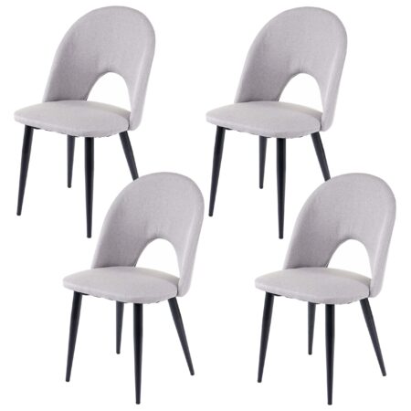 4er-Set Esszimmerstühle aus Stoff für Küche und Esszimmer grau