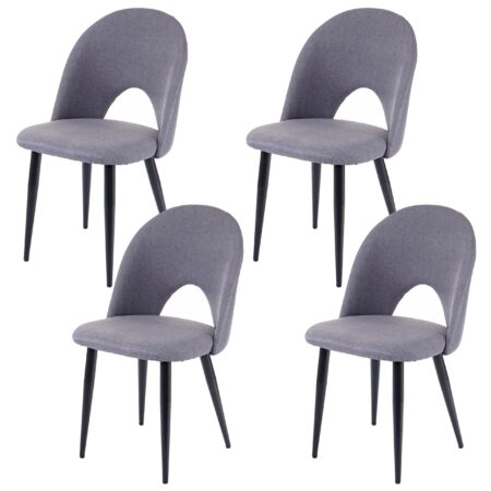 4er-Set Esszimmerstühle Stoffbezug für Küche & Esszimmer dunkelgrau