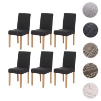 4er-Set Esszimmerstühle Textil mit hellen Beinen schwarz