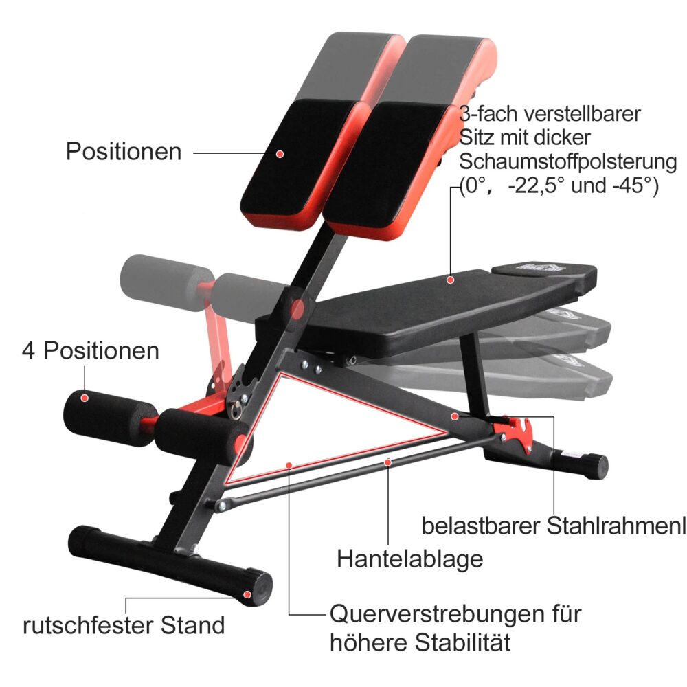 4in1 Hantelbank Multifunktion Fitnessbank Bauchtrainer