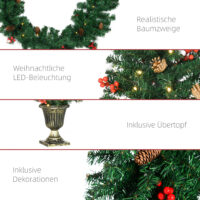 4tlg. Weihnachtsschmuck LED 1x Girlande 2xBaum 1x Kranz
