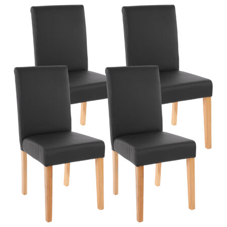 4x Esszimmerstuhl Littau ~ Kunstleder schwarz matt helle Beine