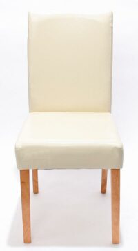 4x Esszimmerstuhl Littau ~ Leder creme helle Beine