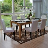 4x Esszimmerstuhl Littau ~ Leder weiss dunkle Beine