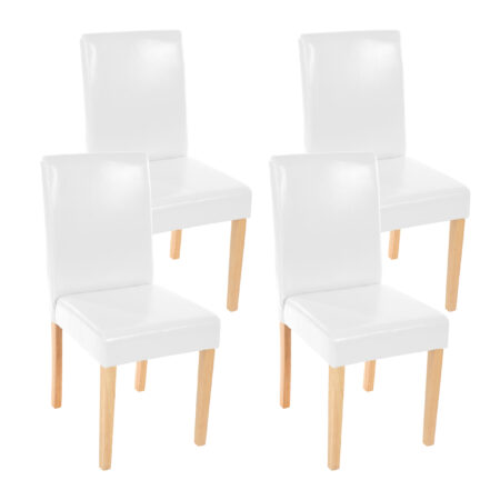 4x Esszimmerstuhl Stuhl Lehnstuhl Littau Kunstleder weiss helle Beine