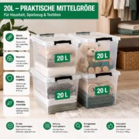4x Aufbewahrungsbox 20 L mit Deckel