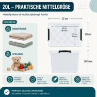 4x Aufbewahrungsbox 20 L mit Deckel