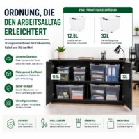 4x Aufbewahrungsbox 60 L mit Deckel + Räder