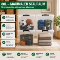 4x Aufbewahrungsbox 80 L mit Deckel