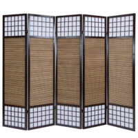 5-teiliger Paravent Raumteiler aus Holz Braun