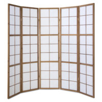5-teiliger Paravent Raumteiler aus Holz Braun