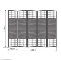 5-teiliger Paravent Raumteiler aus Holz Braun