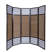 5-teiliger Paravent Raumteiler aus Holz Braun