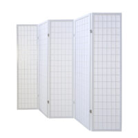 5-teiliger Paravent Raumteiler aus Holz Weiss
