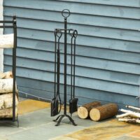 5tlg. Kamingarnitur Schürhaken Set Schaufel Besen