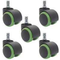 5x Hartbodenrollen Bürostuhl-Rollen 150kg belastbar 50mm grün
