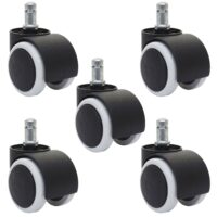 5x Hartbodenrollen Bürostuhl-Rollen 150kg belastbar 50mm weiss
