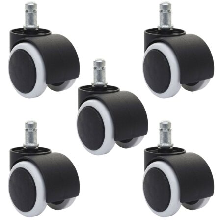 5x Hartbodenrollen Bürostuhl-Rollen 150kg belastbar 50mm weiss
