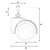5x Hartbodenrollen Bürostuhl-Rollen 150kg belastbar 50mm weiss