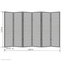 6-teiliger Paravent Raumteiler aus Holz Braun