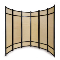 6-teiliger Paravent Raumteiler aus Holz Natur