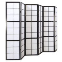 6-teiliger Paravent Raumteiler aus Holz Schwarz