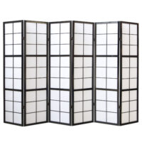 6-teiliger Paravent Raumteiler aus Holz Schwarz