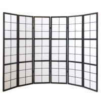 6-teiliger Paravent Raumteiler aus Holz Schwarz