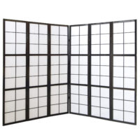 6-teiliger Paravent Raumteiler aus Holz Schwarz